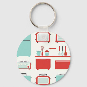 Porte-clés Motif d'appareils de cuisine rétro