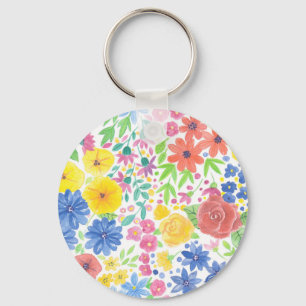 Porte-clés Motif d'aquarelle florale