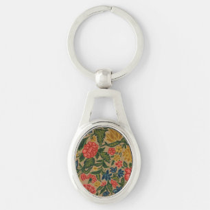 Porte-clés Motif de broderie florale au crewel vintage