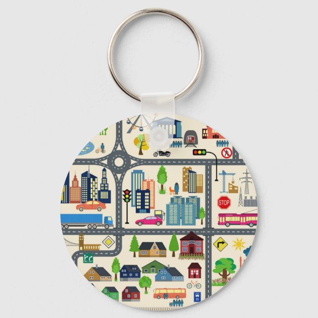 Porte-clés Motif de carte de ville (Recto)