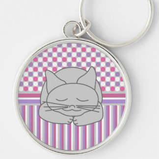 Porte-clés Motif de chat gris dormant