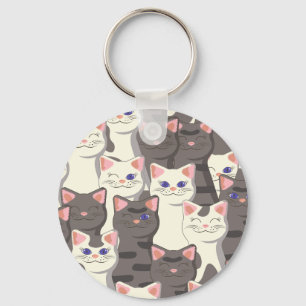 Porte-clés Motif de chats blancs et gris