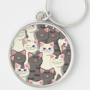 Porte-clés Motif de chats blancs et gris