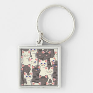 Porte-clés Motif de chats blancs et gris
