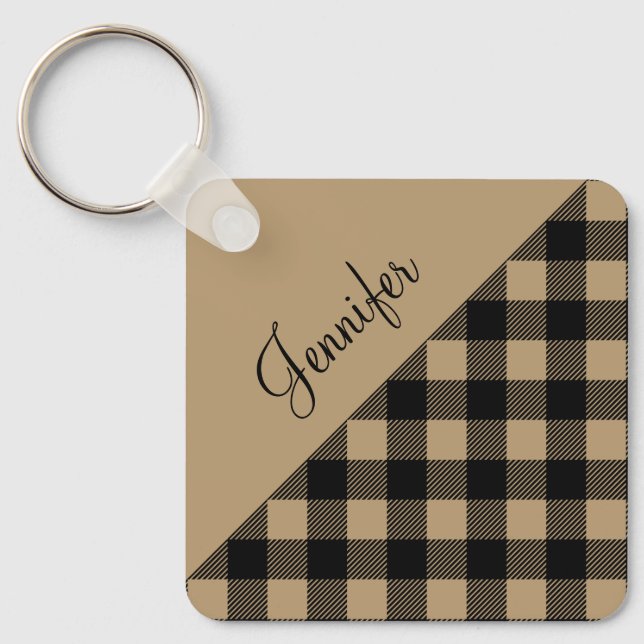Porte-clés Motif de chèque en Buffalo Brown beige (Recto)