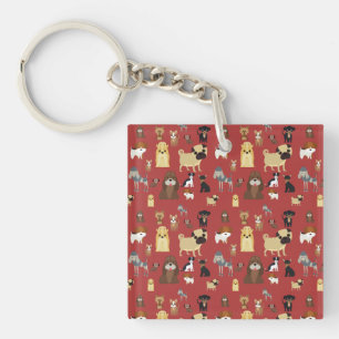 Porte-clés motif de chiens arrière - plans rouges.