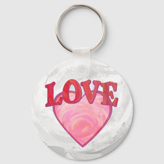 Porte-clés Motif de coeur d'amour rose (Recto)