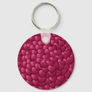 Porte-clés Motif de coeurs rouges 3D romantiques-32322