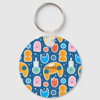 Porte-clés Motif de contrôleur de jeu vidéo bleu garçons
