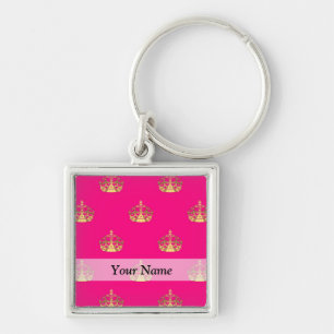 Porte-clés Motif de couronne rose et or