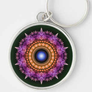 Porte-clés Motif de cristal violet fractal