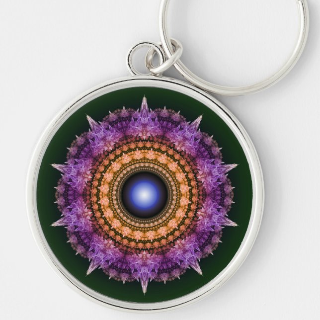 Porte-clés Motif de cristal violet fractal (Devant)