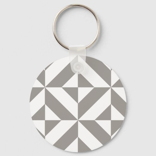 Porte-clés Motif de cube géométrique gris argenté (Recto)