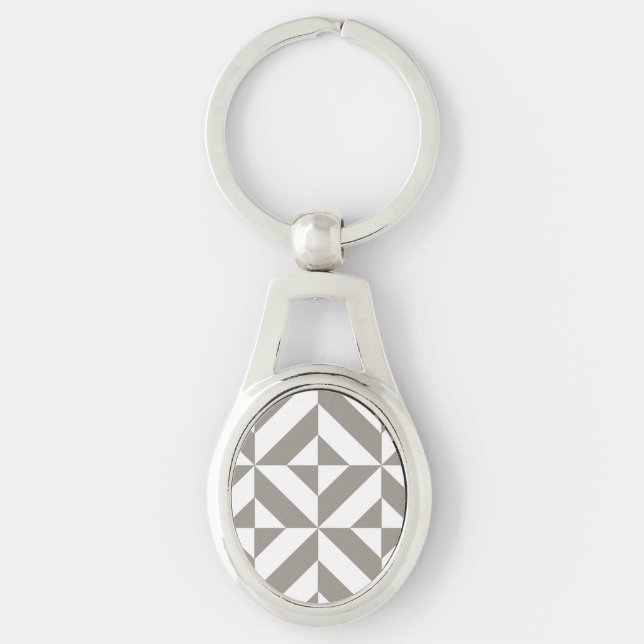 Porte-clés Motif de cube géométrique gris argenté (Devant)