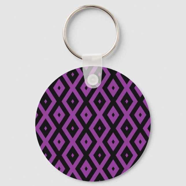 Porte-clés Motif de diamants violet et noir (Recto)