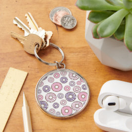 Porte-clés Motif De Donuts, Donuts Roses, Donuts Violets