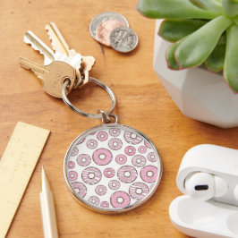 Porte-clés Motif De Donuts, Donuts Roses, Saupoudrages