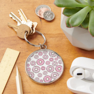 Porte-clés Motif De Donuts, Donuts Roses, Saupoudrages