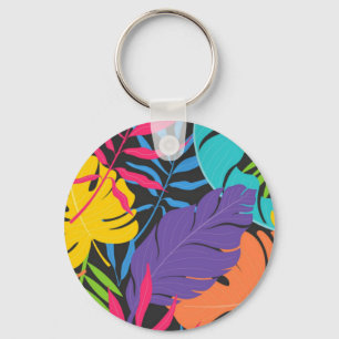 Porte-clés Motif de feuilles tropicales exotiques colorées