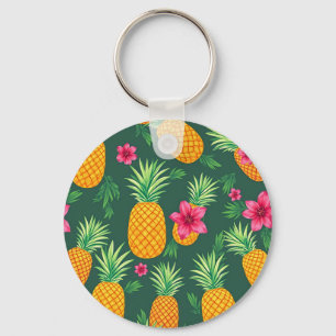 Porte-clés Motif de fleur d'hibiscus tropical à l'ananas