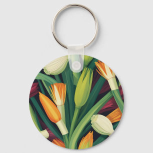 Porte-clés Motif de fleur d'oignon vibrant