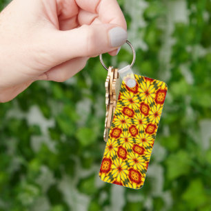 Porte-clés Motif de fleurs d'or