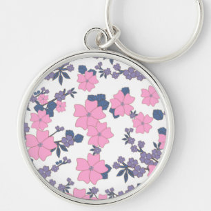 Porte-clés Motif DE FLEURS ROSE ET PURPLE