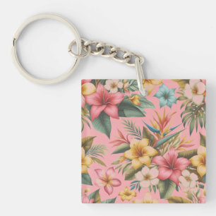 Porte-clés Motif de fleurs tropicales dynamiques
