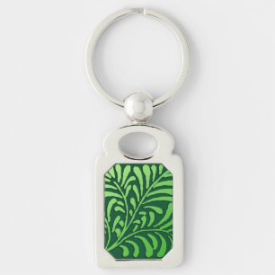 Porte-clés Motif de fougères Art déco - tons verts