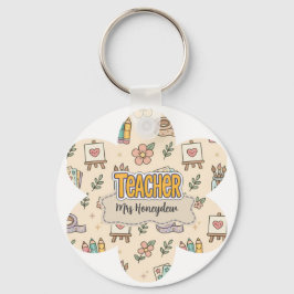 Porte-clés Motif de fournitures scolaires pour enseignant pas