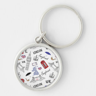 Porte-clés Motif de griffonnages de ville de Londres