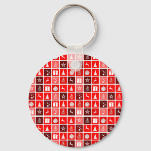 Porte-clés Motif de grille de Noël rouge moderne minimaliste