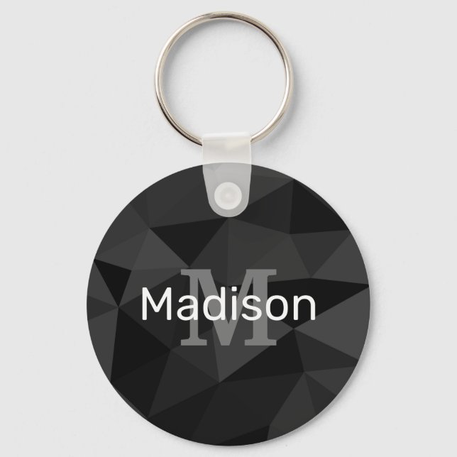 Porte-clés Motif de maillage géométrique gris foncé noir (Recto)