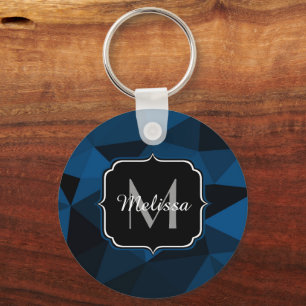 Porte-clés Motif de maillage géométrique noir bleu foncé