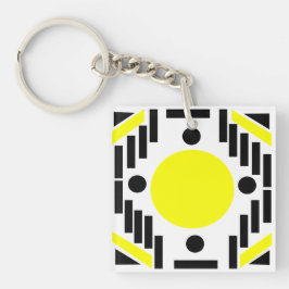Porte-clés Motif de mandala moderne jaune noir