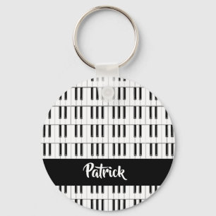 Porte-clés Motif de piano noir et blanc