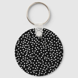 Porte-clés Motif de points Random Polka moderne noir et blanc