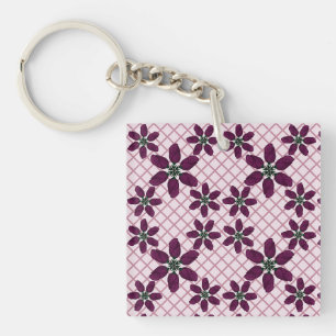 Porte-clés Motif de rose violette foncée — Flore élégante de