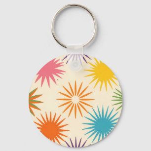 Porte-clés Motif de soleil éclaté de milieu de siècle coloré
