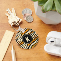 Motif de tigre noir et orange avec monogramme