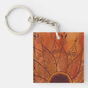 Porte-clés Motif de tournesol Abstrait
