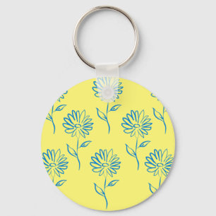 Porte-clés Motif de tournesol bleu