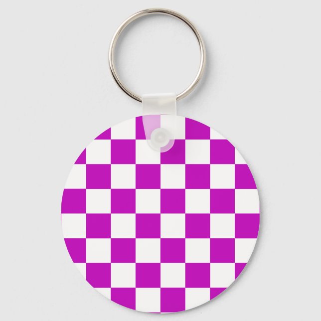 Porte-clés Motif de vérification À damiers blanc violet (Recto)