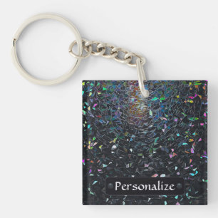 Porte-clés Motif de verre teinté abstrait iridescent personna