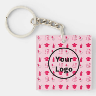 Porte-clés Motif d'entreprise de l'éducation rose