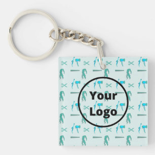 Porte-clés Motif d'entreprise turquoise de coiffeur