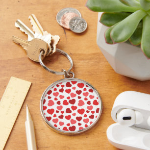 Porte-clés Motif Des Coeurs, Coeurs Rouges, Motif Des Coeurs
