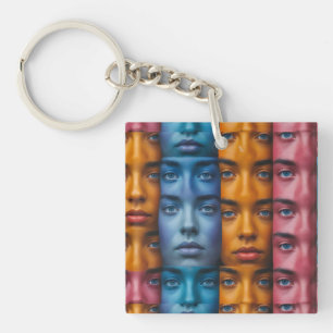 Porte-clés Motif des faces colorées