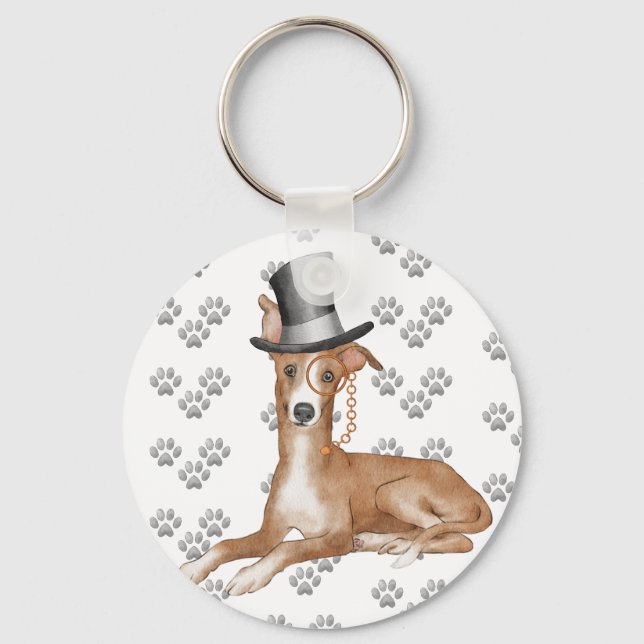 Porte-clés Motif des pattes de chien de Greyhound (Recto)