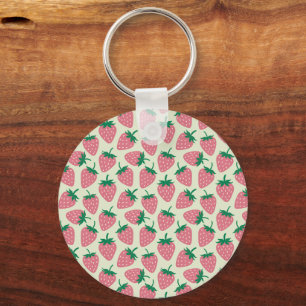Porte-clés Motif d'été fraise rose